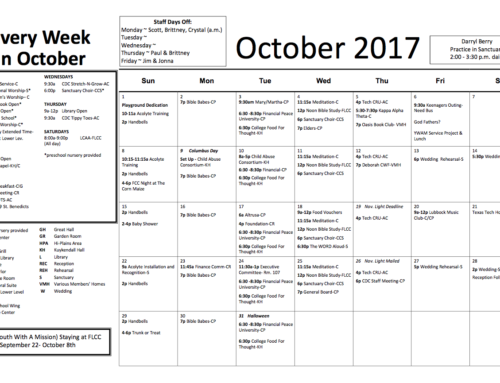 Church Calendar – October 2017