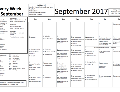 Church Calendar – September 2017