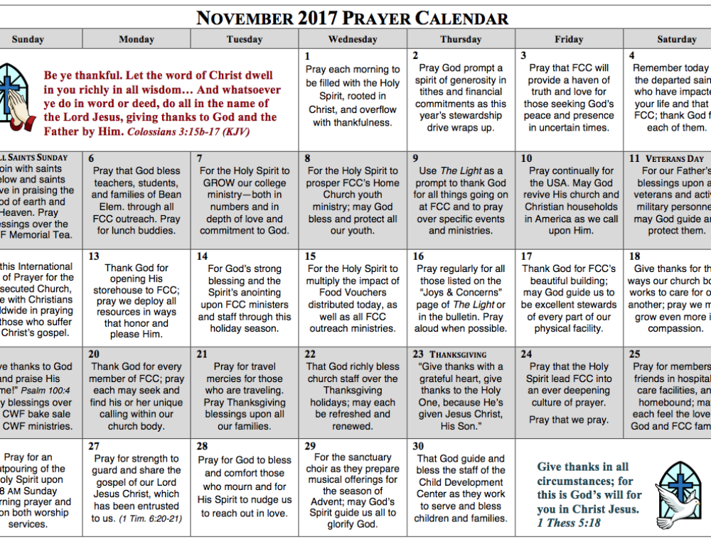 Prayer Calendar – July 2017 – First Christian Church of Lubbock